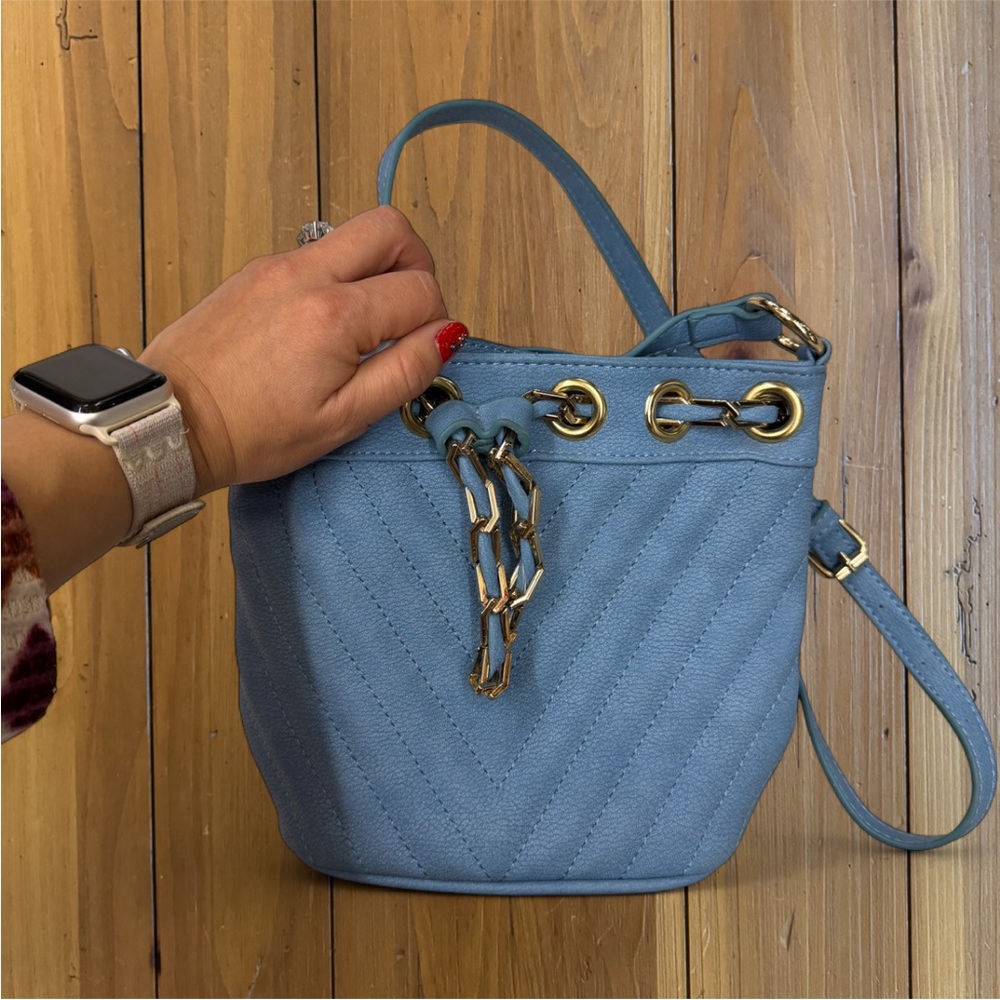Free People Blue and Tan Quilted Shoulder Bags